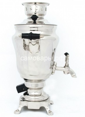 Электрический самовар из латуни никелированный на 1,5 литра форма "Тюльпан" с защитой от выкипания в Невьянске - nevjansk.mebel-74.com | фото