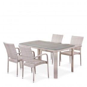 Комплект плетеной мебели T256C/Y376C-W85 Latte (4+1) + подушки на стульях в Невьянске - nevjansk.mebel-74.com | фото