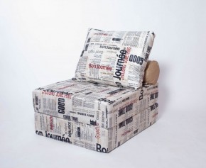 Кресло-кровать-пуф бескаркасное Прайм (Газета) в Невьянске - nevjansk.mebel-74.com | фото