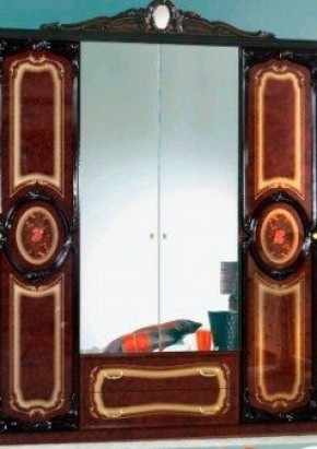 Шкаф 4-х дверный с зеркалами (01.144) Роза (могано) в Невьянске - nevjansk.mebel-74.com | фото