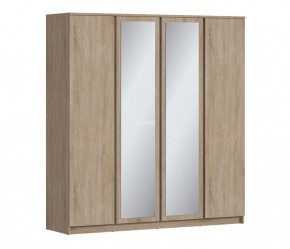Шкаф 4х дверный с зеркалами Веста СБ-3082 (Дуб Сонома) в Невьянске - nevjansk.mebel-74.com | фото
